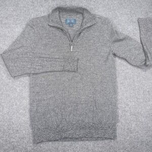 Fairlane Mens Small 100% Merino Wool Quarter Zip Sweater Charcoal Grey Heather